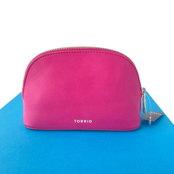 Torrid Cosmetic Makeup Bag Love Pink - Faux Leather Zip Accessory Pouch - Picture 2 of 9